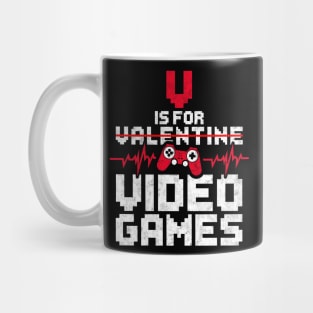 V Is For Video Games Funny Gamer Boys Valentines Day Kids Mug